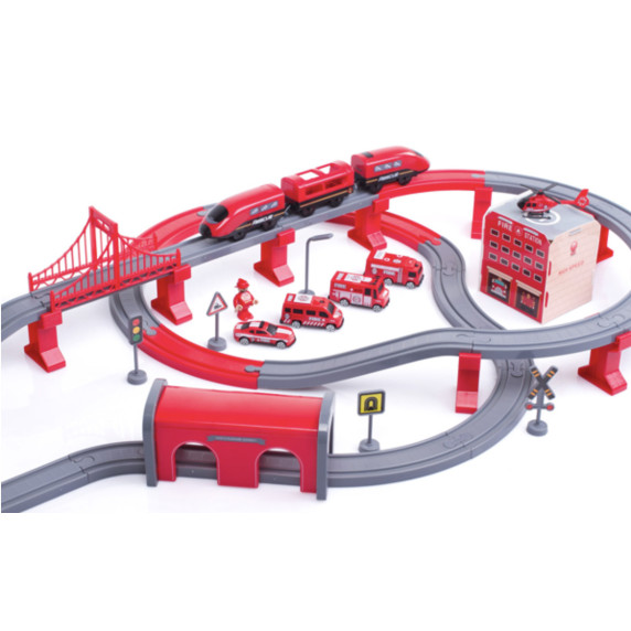 Set cale ferată din plastic - stație de pompieri - Aga4Kids - MR6047