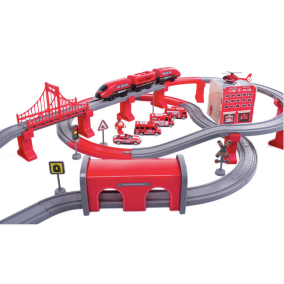 Set cale ferată din plastic - stație de pompieri - Aga4Kids - MR6047
