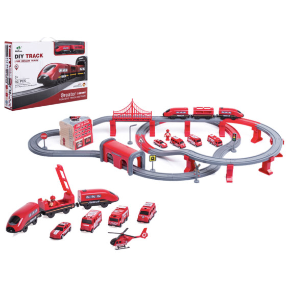 Set cale ferată din plastic - stație de pompieri - Aga4Kids - MR6047