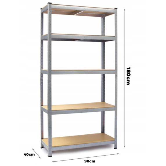 Fém tároló polc 180x90x40 cm 5 polc KYNAST MR4600