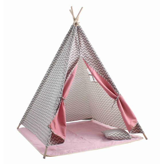 Detský indiánsky stan Teepee Aga4Kids MR7005 - šivo/ružový