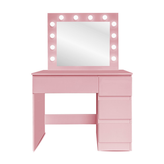 Toaletný stolík so zrkadlom, osvetlením a el.zásuvkou ružový Aga MRDT05-Pink-S