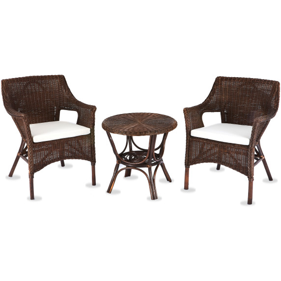 Rattan kertibútor szett Aga LARUS - Dark Brown/ White