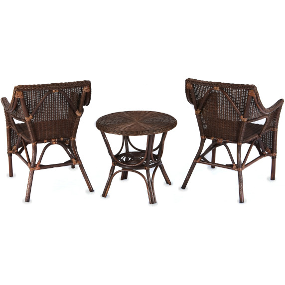 Rattan kertibútor szett Aga LARUS - Dark Brown/ White