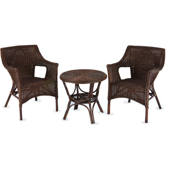 Rattan kertibútor szett Aga LARUS - Dark Brown/ White