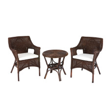 Rattan kertibútor szett Aga LARUS - Dark Brown/ White - 
