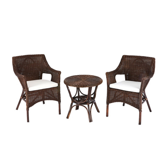 Rattan kertibútor szett Aga LARUS - Dark Brown/ White