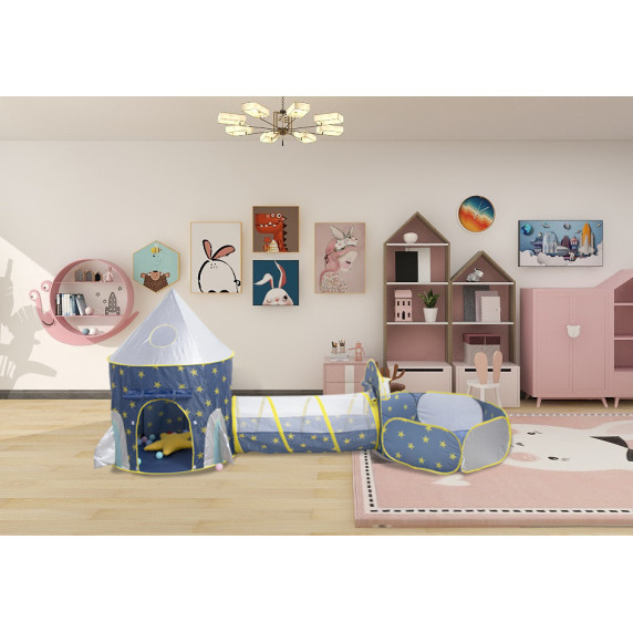 Detský hrací stan so spojovacím tunelom Aga4Kids MR7020BLUE - modrý