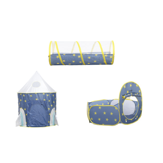 Detský hrací stan so spojovacím tunelom Aga4Kids MR7020BLUE - modrý
