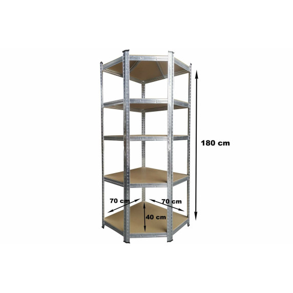 Fém sarokpolc 180x70x40 cm 5 polc AGA MR4603