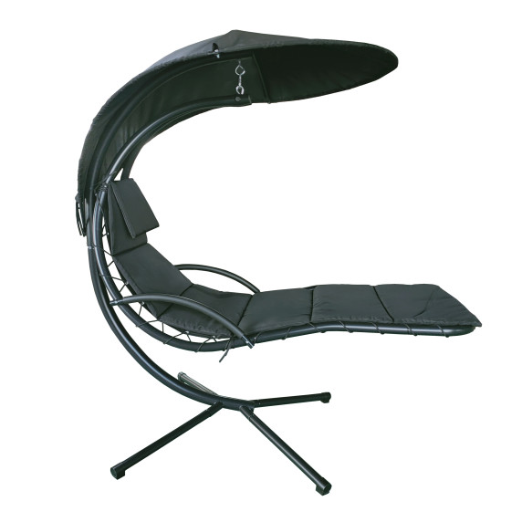 Závesné kreslo so strieškou 189 x 96 x 194 cm MR4402-Black - čierne