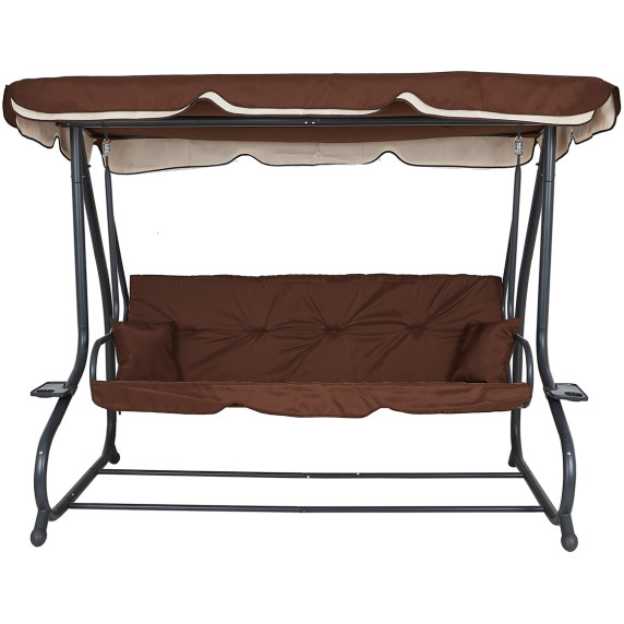Záhradná hojdačka 2v1 AGA GRANDLUX MR4211DarkBrown - tmavohnedá