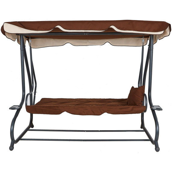 Záhradná hojdačka 2v1 AGA GRANDLUX MR4211DarkBrown - tmavohnedá