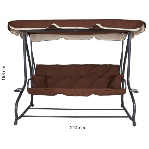 Záhradná hojdačka 2v1 AGA GRANDLUX MR4211DarkBrown - tmavohnedá