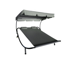Záhradné lehátko pre dve osoby so strieškou AGA MR4251Grey ST230088-GREY - sivé - 