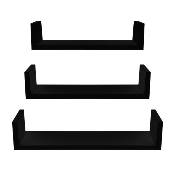 Rafturi de perete 3 buc - LINDER EXCLUSIV WR113 - negru