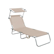 Șezlong plajă cu copertină - bej - AGA MR4254-Beige - 