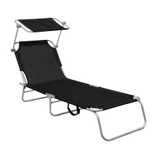 Șezlong plajă cu copertină - negru - AGA MR4254-Black - 