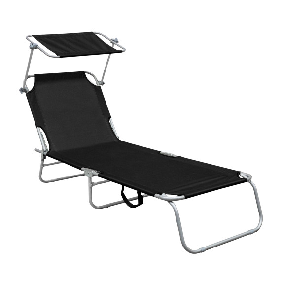 Șezlong plajă cu copertină - negru - AGA MR4254-Black