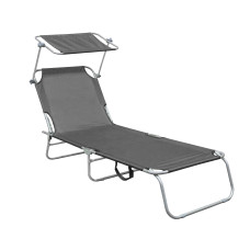 Șezlong plajă cu copertină - gri - AGA MR4254-Grey - 