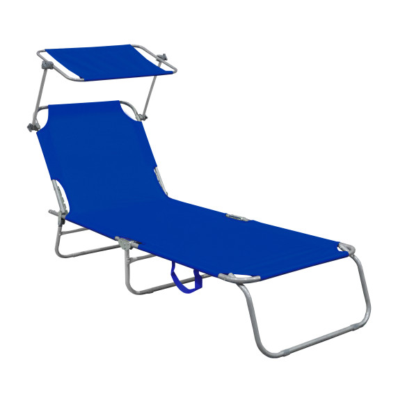 Șezlong plajă cu copertină - albastru - AGA MR4254-Dark Blue