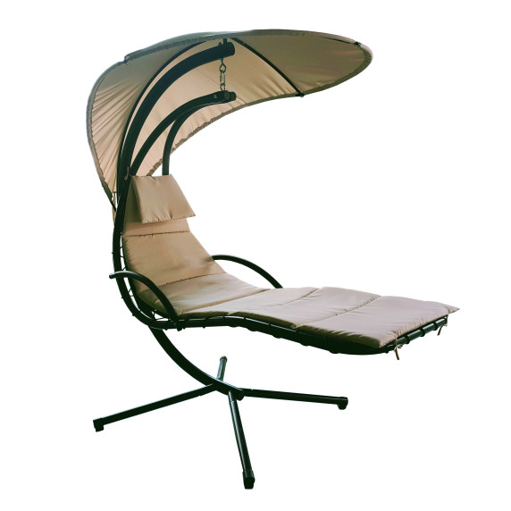 Závesné kreslo so strieškou 189 x 96 x 194 cm MR4402-Beige - béžové