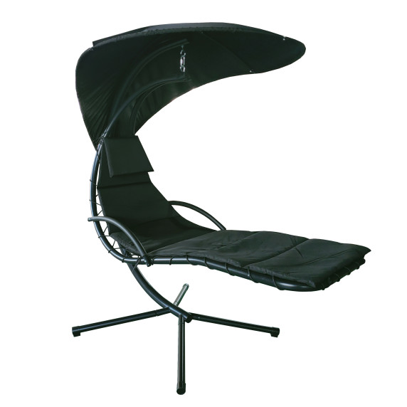 Závesné kreslo so strieškou 189 x 96 x 194 cm MR4402-Black - čierne