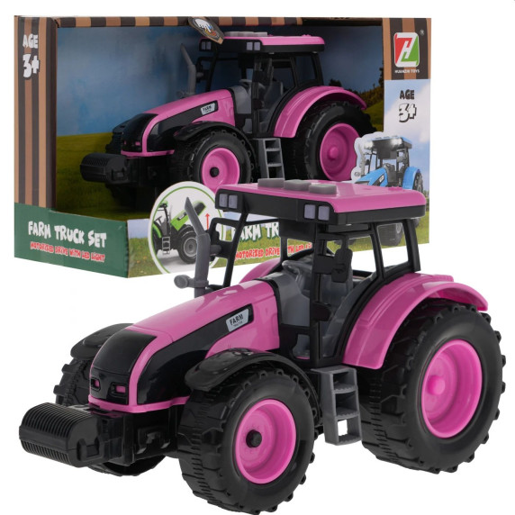 Interaktív játék traktor Inlea4Fun FARM TRUCK SET - Rózsaszín
