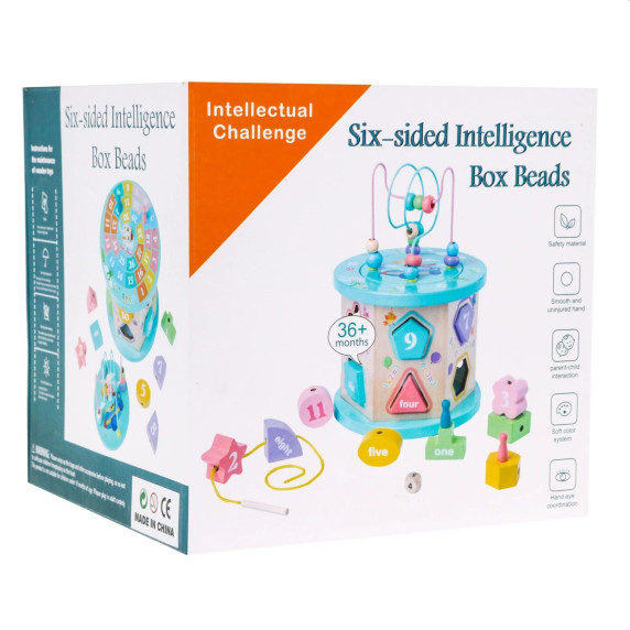 Fa készségfejlesztő kocka 4in1 Inlea4Fun INTELLIGENCE BOX BEADS