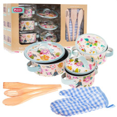 Set de bucătărie pentru copii 10 buc - Inlea4Fun ALUMINIUM COOKING SET - 