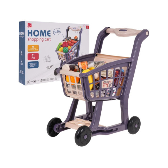 Játék bevásárló kocsi 41 darabos Inlea4Fun HOME SHOPPING CART
