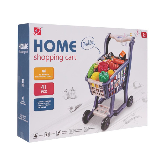 Játék bevásárló kocsi 41 darabos Inlea4Fun HOME SHOPPING CART