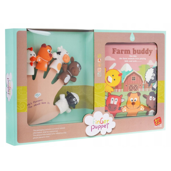 Set 5 marionete pentru degete + carte cu animale pentru copii - Inlea4Fun FINGER PUPPET