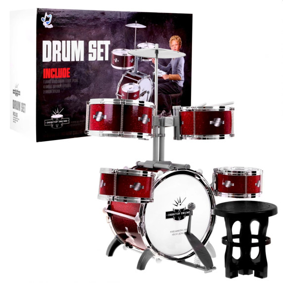 Játék dobfelszerelés Inlea4Fun DRUM SET - Sötétpiros