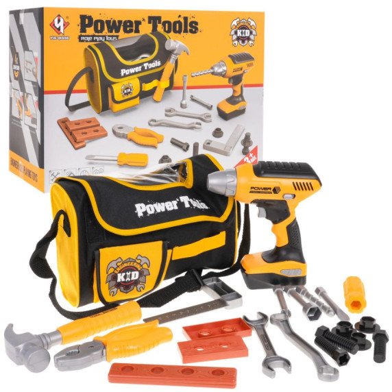 Detské náradie v žltej taške s popruhom Inlea4Fun POWER TOOLS