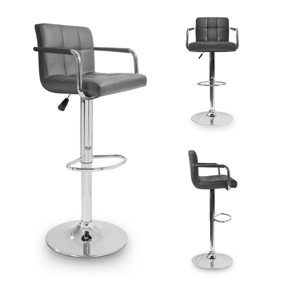 Scaun de bar cu cotieră - gri - AGA MR2010GREY-1