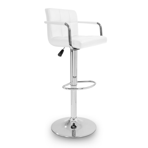 Scaun de bar cu cotieră - alb - AGA MR2010 WHITE-1