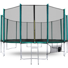 Trampolína 500 cm s vonkajšou ochrannou sieťou a schodíkmi + vrecko na obuv Aga SPORT PRO MRP1016DG - tmavozelená - 