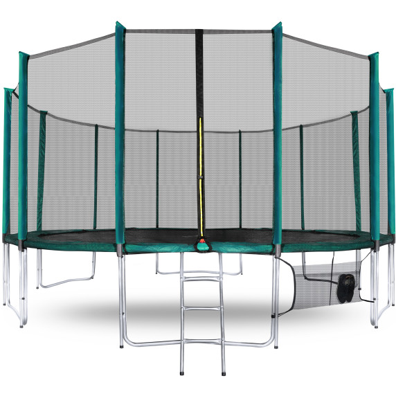 Trampolína 500 cm s vonkajšou ochrannou sieťou a schodíkmi + vrecko na obuv Aga SPORT PRO MRP1016DG - tmavozelená