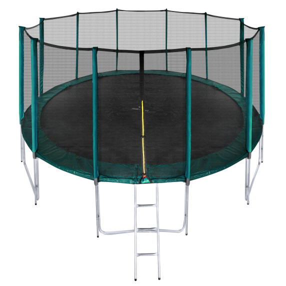 Trampolína 500 cm s vonkajšou ochrannou sieťou a schodíkmi + vrecko na obuv Aga SPORT PRO MRP1016DG - tmavozelená
