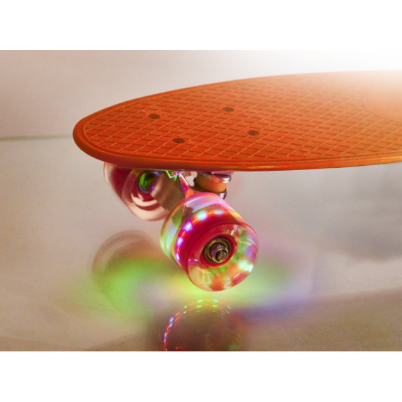 Skateboard gördeszka LED kerekekkel Frisbee  - Narancssárga