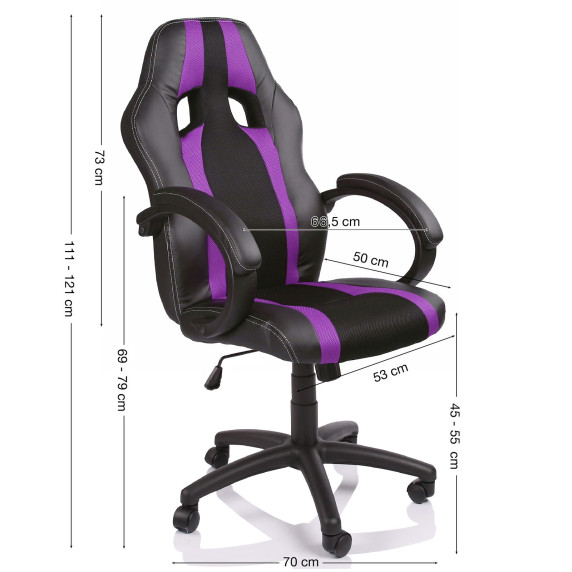 Irodai szék Tresko Racing Black RS-046 - fekete/lila