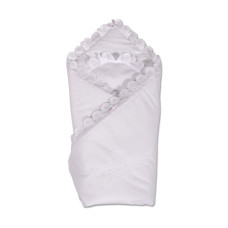 Păturică bebe tip plic din satin cu dantelă - New Baby - 