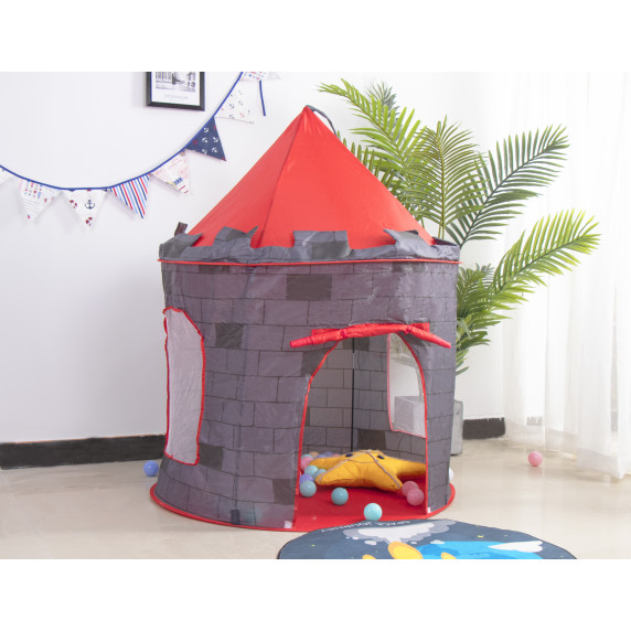 Cort de joacă pentru copii - castel medieval - Aga4Kids MR7016 - gri/roșu