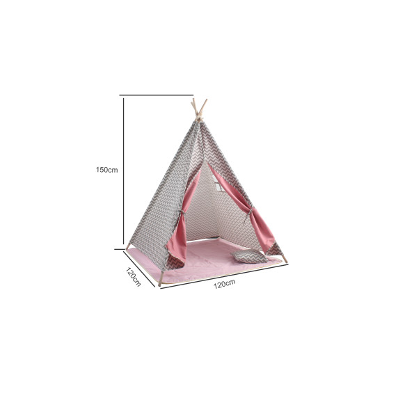 Detský indiánsky stan Teepee Aga4Kids MR7005 - šivo/ružový