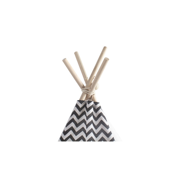 Cort indian pentru copii cu perină - Teepee ZigZag - alb/gri