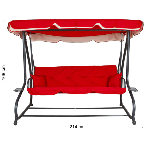 Záhradná hojdačka 2v1 AGA GRANDLUX MR4211LightRed - svetločervená
