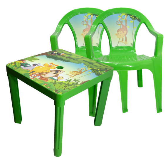 2 stoličky + 1 stolík  - Zelená Inlea4Fun