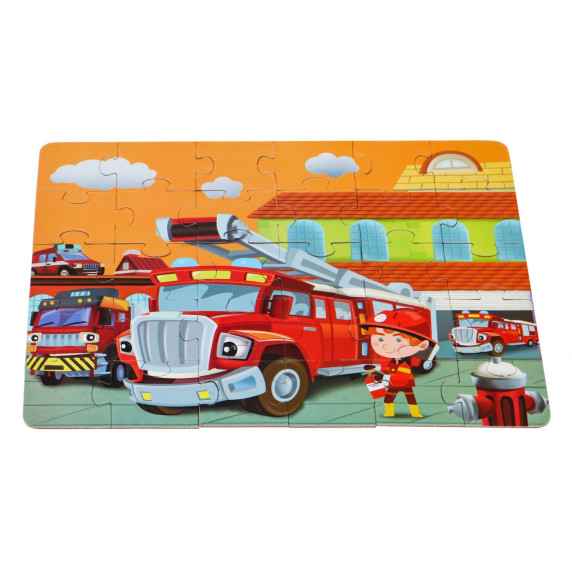 Puzzle 30 piese - Inlea4Fun SERIA TRAFIC KYLWIN - mașină de pompieri