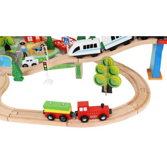 Drevená vláčkodráha 78 dielov na batérie Aga4Kids MR6044